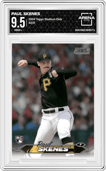 Paul Skenes from the 2024 Topps Stadium Club set graded by Arena Club and given an overall grade of 9.5.