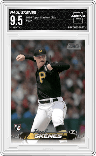 Paul Skenes from the 2024 Topps Stadium Club set graded by Arena Club and given an overall grade of 9.5.