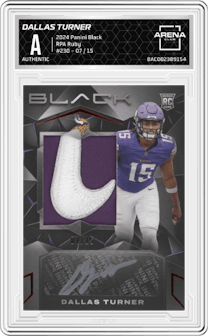 Dallas Turner from the 2024 Panini Black set featuring a Ruby parallel graded by Arena Club.