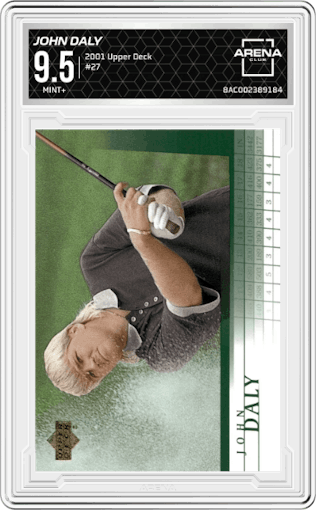 John Daly from the 2001 Upper Deck set graded by Arena Club and given an overall grade of 9.5.