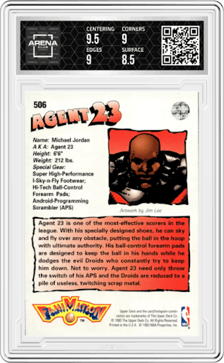 Michael Jordan from the 1992-93 Upper Deck  set graded by Arena Club and given an overall grade of 9.