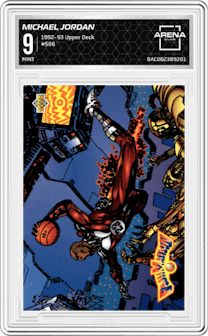 Michael Jordan from the 1992-93 Upper Deck  set graded by Arena Club and given an overall grade of 9.