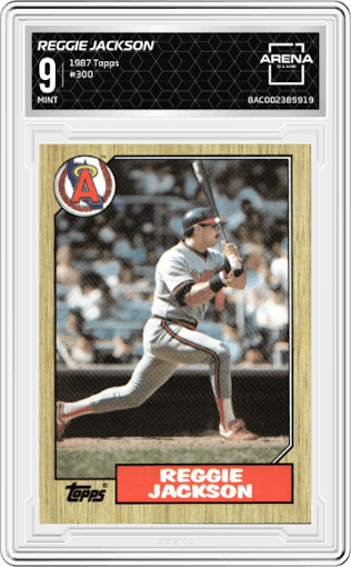 Reggie Jackson from the 1987 Topps set graded by Arena Club and given an overall grade of 9.
