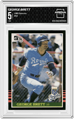 George Brett from the 1985 Donruss set graded by Arena Club and given an overall grade of 5.