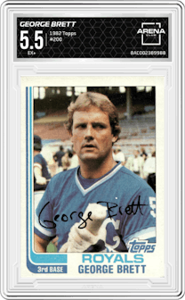 George Brett from the 1982 Topps set graded by Arena Club and given an overall grade of 5.5.