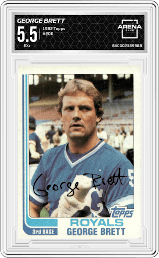 George Brett from the 1982 Topps set graded by Arena Club and given an overall grade of 5.5.