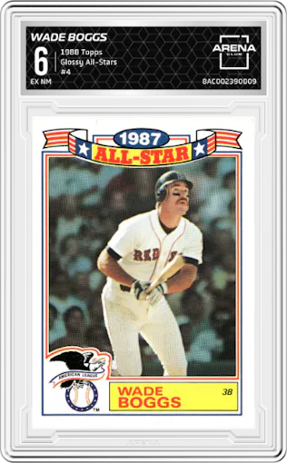 Wade Boggs  from the 1988 Topps set graded by Arena Club and given an overall grade of 6.
