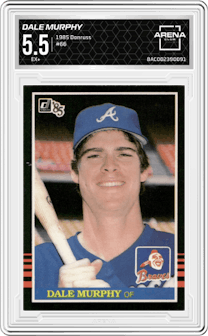 Dale Murphy from the 1985 Donruss set graded by Arena Club and given an overall grade of 5.5.