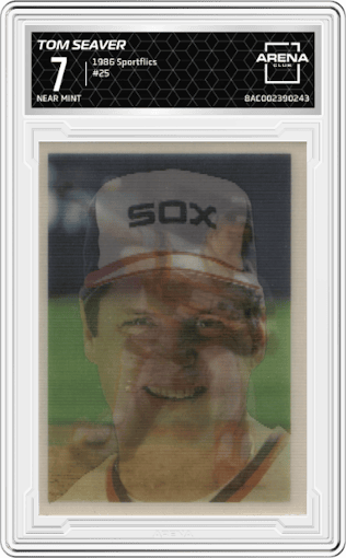 Tom Seaver from the 1986 Sportflics set graded by Arena Club and given an overall grade of 7.