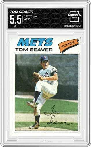 Tom Seaver from the 1977 Topps set graded by Arena Club and given an overall grade of 5.5.