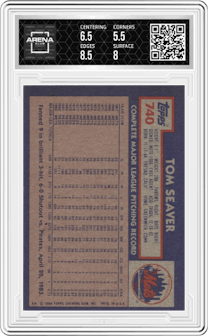 Tom Seaver from the 1984 Topps set graded by Arena Club and given an overall grade of 6.