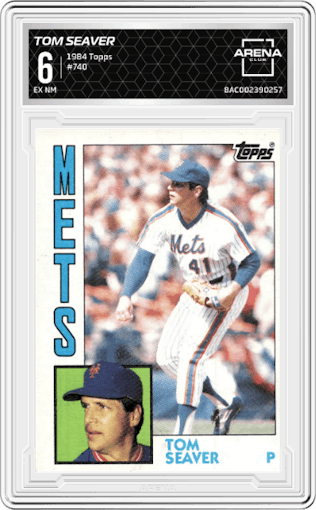 Tom Seaver from the 1984 Topps set graded by Arena Club and given an overall grade of 6.