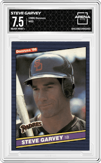 Steve Garvey from the 1986 Donruss set graded by Arena Club and given an overall grade of 7.5.