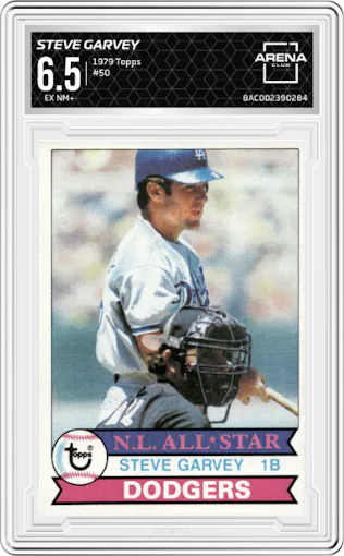 Steve Garvey from the 1979 Topps set graded by Arena Club and given an overall grade of 6.5.
