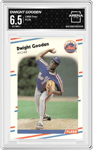 Dwight Gooden  from the 1988 Fleer set graded by Arena Club and given an overall grade of 6.5.