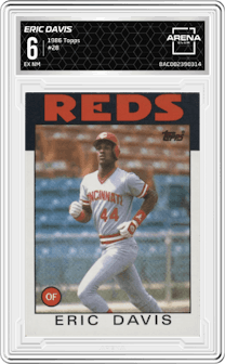 Eric Davis from the 1986 Topps set graded by Arena Club and given an overall grade of 6.