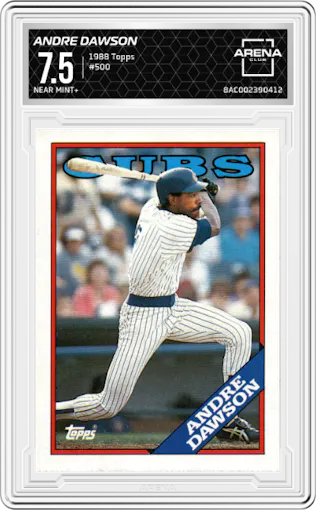 Andre Dawson from the 1988 Topps set graded by Arena Club and given an overall grade of 7.5.