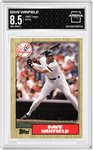 Dave Winfield from the 1987 Topps set graded by Arena Club and given an overall grade of 8.5.