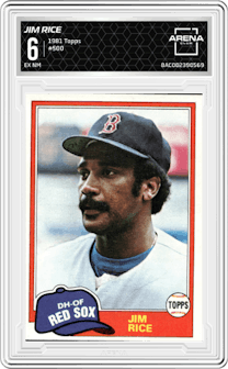 Jim Rice from the 1981 Topps set graded by Arena Club and given an overall grade of 6.