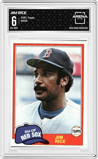 Jim Rice from the 1981 Topps set graded by Arena Club and given an overall grade of 6.