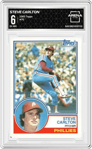 Steve Carlton from the 1983 Topps set graded by Arena Club and given an overall grade of 6.