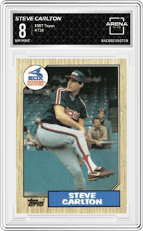 Steve Carlton from the 1987 Topps set graded by Arena Club and given an overall grade of 8.
