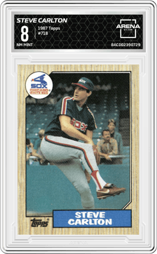 Steve Carlton from the 1987 Topps set graded by Arena Club and given an overall grade of 8.