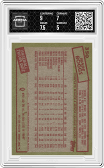 Wade Boggs from the 1985 Topps set graded by Arena Club and given an overall grade of 5.5.