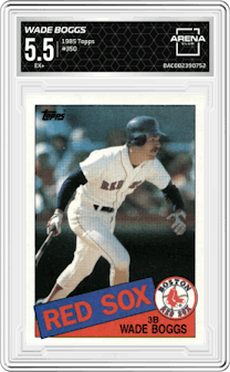 Wade Boggs from the 1985 Topps set graded by Arena Club and given an overall grade of 5.5.