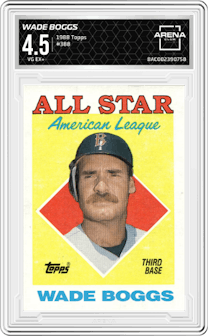 Wade Boggs from the 1988 Topps set graded by Arena Club and given an overall grade of 4.5.