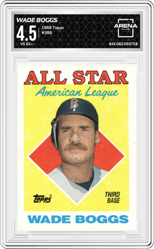 Wade Boggs from the 1988 Topps set graded by Arena Club and given an overall grade of 4.5.