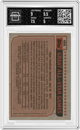 Gary Carter from the 1983 Topps set graded by Arena Club and given an overall grade of 5.5.