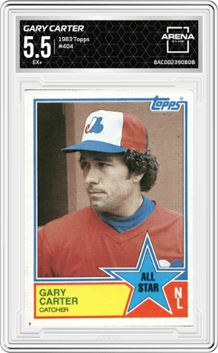 Gary Carter from the 1983 Topps set graded by Arena Club and given an overall grade of 5.5.