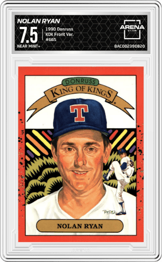 Nolan Ryan from the 1990 Donruss set graded by Arena Club and given an overall grade of 7.5.