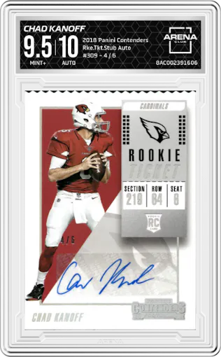 Chad Kanoff from the 2018 Panini Contenders set graded by Arena Club and given an overall grade of 9.5.
