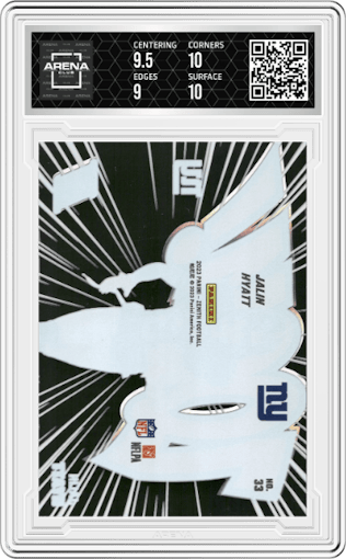 Jalin Hyatt from the 2023 Panini Zenith set graded by Arena Club and given an overall grade of 9.5.