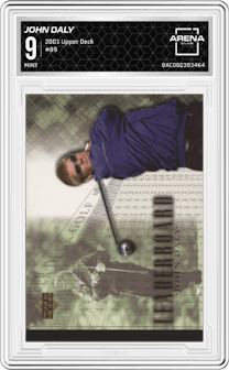 John Daly from the 2001 Upper Deck set graded by Arena Club and given an overall grade of 9.
