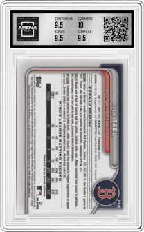 Kyle Teel from the 2024 Bowman set graded by Arena Club and given an overall grade of 10.