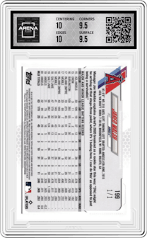 Jared Walsh from the 2021 Topps Chrome Ben Baller set featuring a SuperFractor parallel graded by Arena Club and given an overall grade of 10.