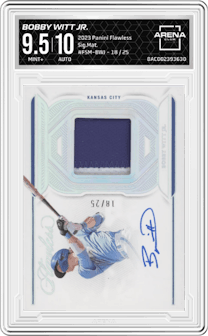 Bobby Witt Jr. from the 2023 Panini Flawless set graded by Arena Club and given an overall grade of 9.5.