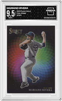 Mariano Rivera from the 2023 Panini Select set graded by Arena Club and given an overall grade of 9.5.