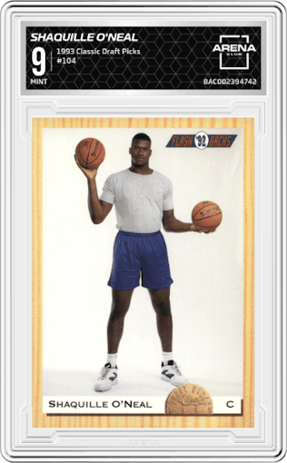 Shaquille O'Neal  from the 1993 Classic Draft Picks set graded by Arena Club and given an overall grade of 9.