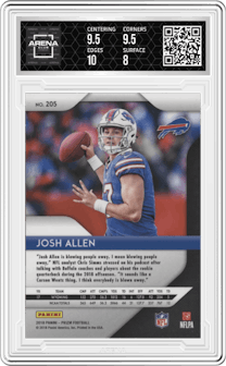 Josh Allen from the 2018 Panini Prizm set graded by Arena Club and given an overall grade of 8.5.