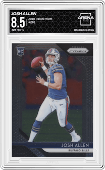 Josh Allen from the 2018 Panini Prizm set graded by Arena Club and given an overall grade of 8.5.