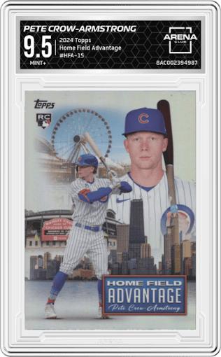Pete Crow-Armstrong from the 2024 Topps  set graded by Arena Club and given an overall grade of 9.5.