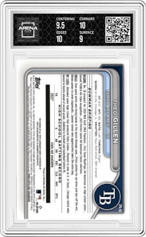 Theo Gillen from the 2024 Bowman Draft set graded by Arena Club and given an overall grade of 9.5.