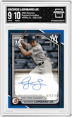 George Lombard Jr. from the 2024 Bowman set featuring a Blue parallel graded by Arena Club and given an overall grade of 9.