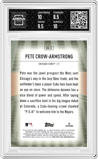 Pete Crow-Armstrong from the 2024 Topps  set graded by Arena Club and given an overall grade of 9.