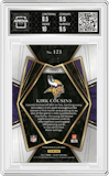 Kirk Cousins from the 2021 Panini Select set featuring a Green/Black Snakeskin parallel graded by Arena Club and given an overall grade of 9.