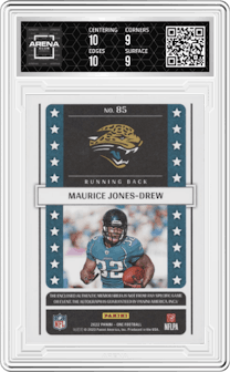 Maurice Jones-Drew from the 2022 Panini One set graded by Arena Club and given an overall grade of 9.5.